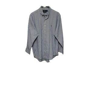 Ralph Lauren Shirt Mens 16/33 Blue Striped Long Sleeve Button Down Yarmouth